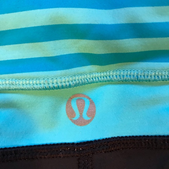 LULULEMON black/teal striped waistband leggings - Picture 3 of 8